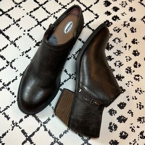 Dr. Scholl’s Ankle Booties, Textured Panel Low Heel Comfort Shoes Size 9.5 M EUC